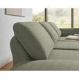 ECKSOFA  in Flachgewebe Salbeigrün Armteilverstellung, Relaxfunktion, Drehsitzfunktion  255-365/175-224 cm  - Salbeigrün/Schwarz, Design, Textil/Metall (255-365/175-224cm) - Dieter Knoll