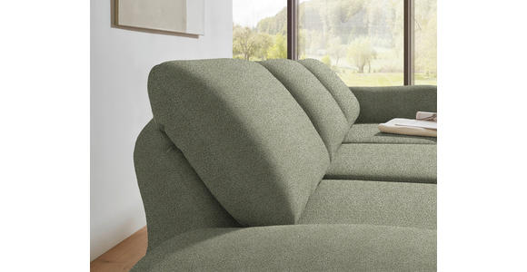ECKSOFA  in Flachgewebe Salbeigrün Armteilverstellung, Relaxfunktion, Drehsitzfunktion  255-365/175-224 cm  - Salbeigrün/Schwarz, Design, Textil/Metall (255-365/175-224cm) - Dieter Knoll