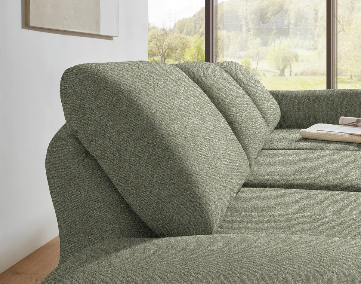 ECKSOFA  in Flachgewebe Salbeigrün  255-365/175-224 cm  - Salbeigrün/Schwarz, Design, Textil/Metall (255-365/175-224cm) - Dieter Knoll