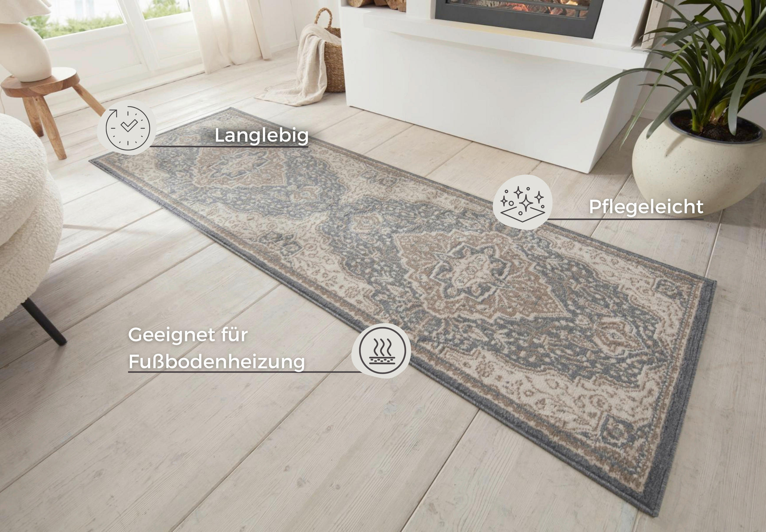 LÄUFER 80/200 cm Terrain  - Anthrazit/Braun, Design, Kunststoff/Textil (80/200cm)