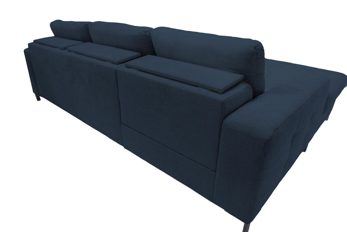 ECKSOFA in Struktur Dunkelblau  176/255 cm  - Schwarz/Dunkelblau, Design, Textil/Metall (176/255cm) - Livetastic