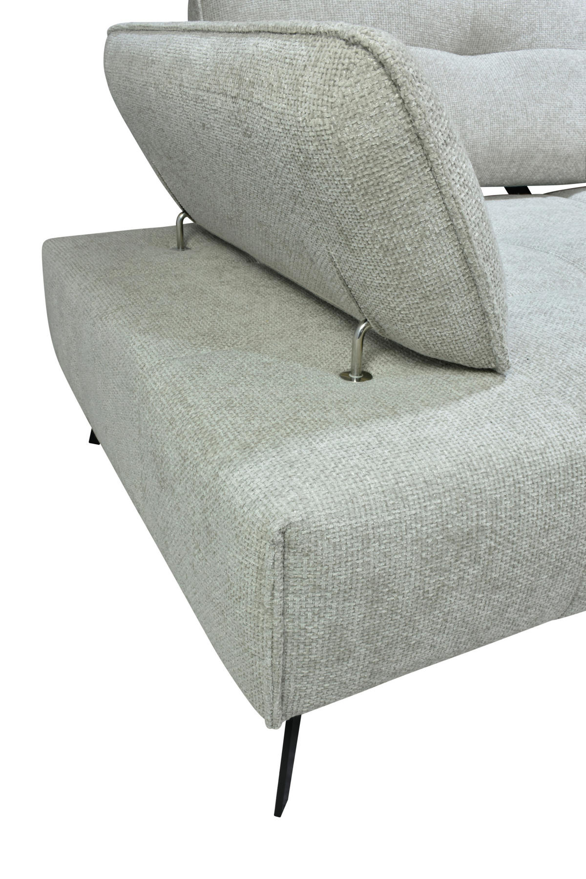 ECKSOFA Ottomane rechts  Greige Chenille  - Greige/Schwarz, Design, Textil/Metall (284/188cm) - Stylife