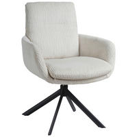 ARMLEHNSTUHL  Sitzfläche 360° drehbar, Stoffauswahl, automatische Rückholfunktion Cord  Creme  - Creme/Schwarz, Design, Textil/Metall (64/89/67cm) - Novel