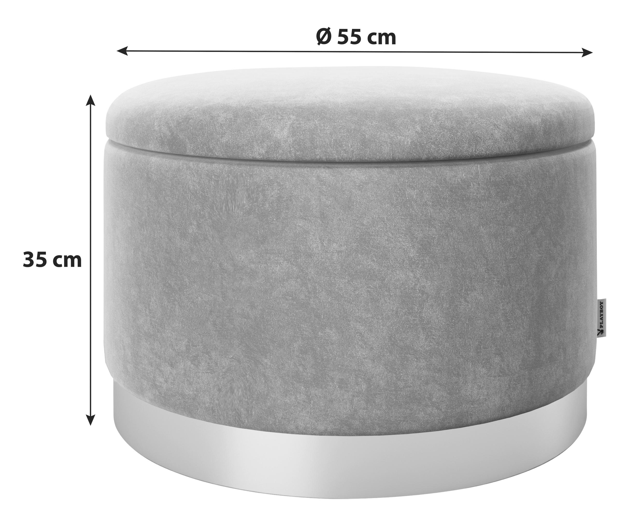 Thumbnail - Playboy Hocker Playboy, Blau, Textil, rund, 55x35x55 cm, Stauraum, Wohnzimmer, Hocker, Sitzhocker