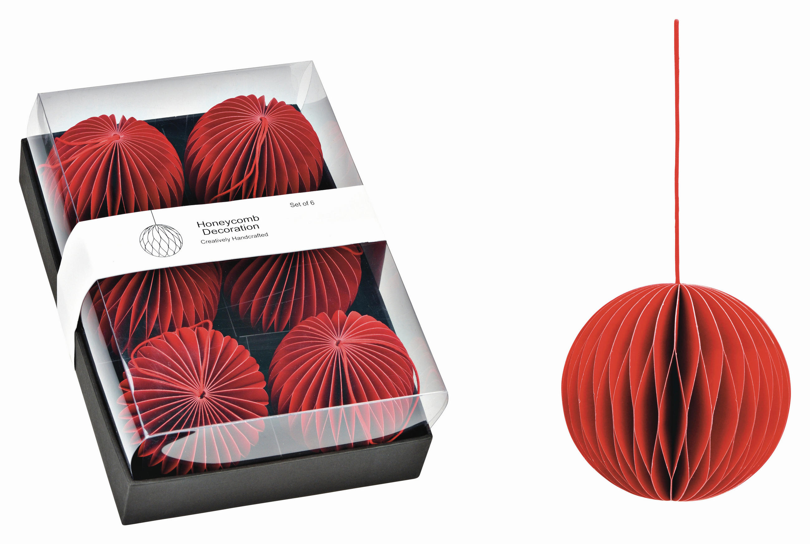 CHRISTBAUMKUGEL-SET 8 cm 6-teilig  - Rot, Basics, Papier (8cm) - X-Mas