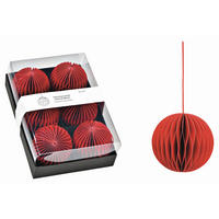 CHRISTBAUMKUGEL-SET 8 cm 6-teilig  - Rot, Basics, Papier (8cm) - X-Mas