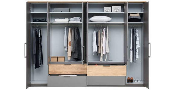 DREHTÜRENSCHRANK in Graubraun - Graubraun, KONVENTIONELL, Glas/Holzwerkstoff (300/216/58cm) - Dieter Knoll