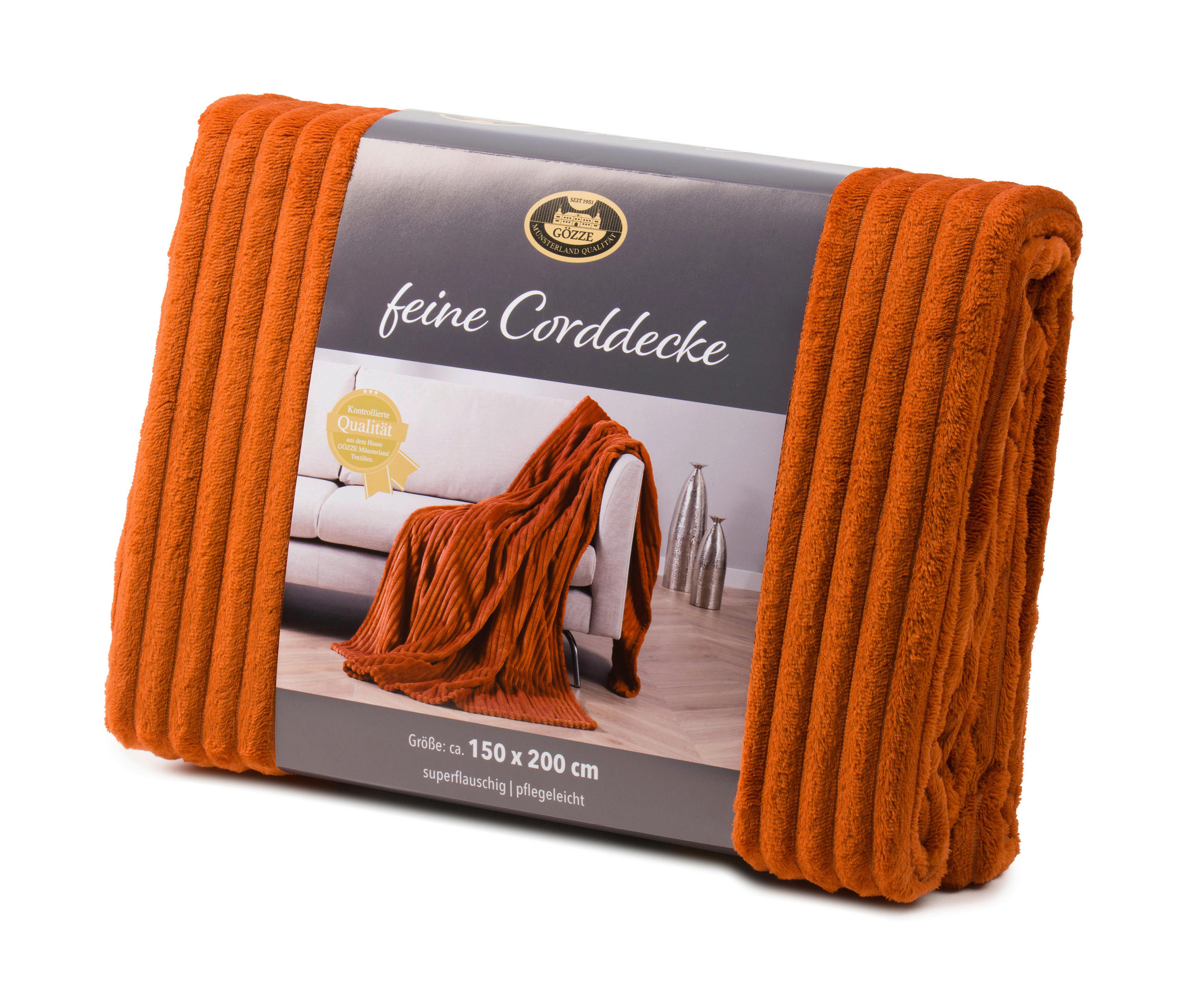 WOHNDECKE 150/200 cm  - Cognac, Basics, Kunststoff (150/200cm)