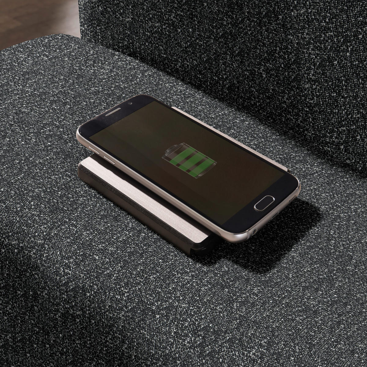 ECKSOFA  in Mikrovelours Anthrazit  205/288 cm  - Anthrazit/Alufarben, Design, Textil (205/288cm) - Sedda