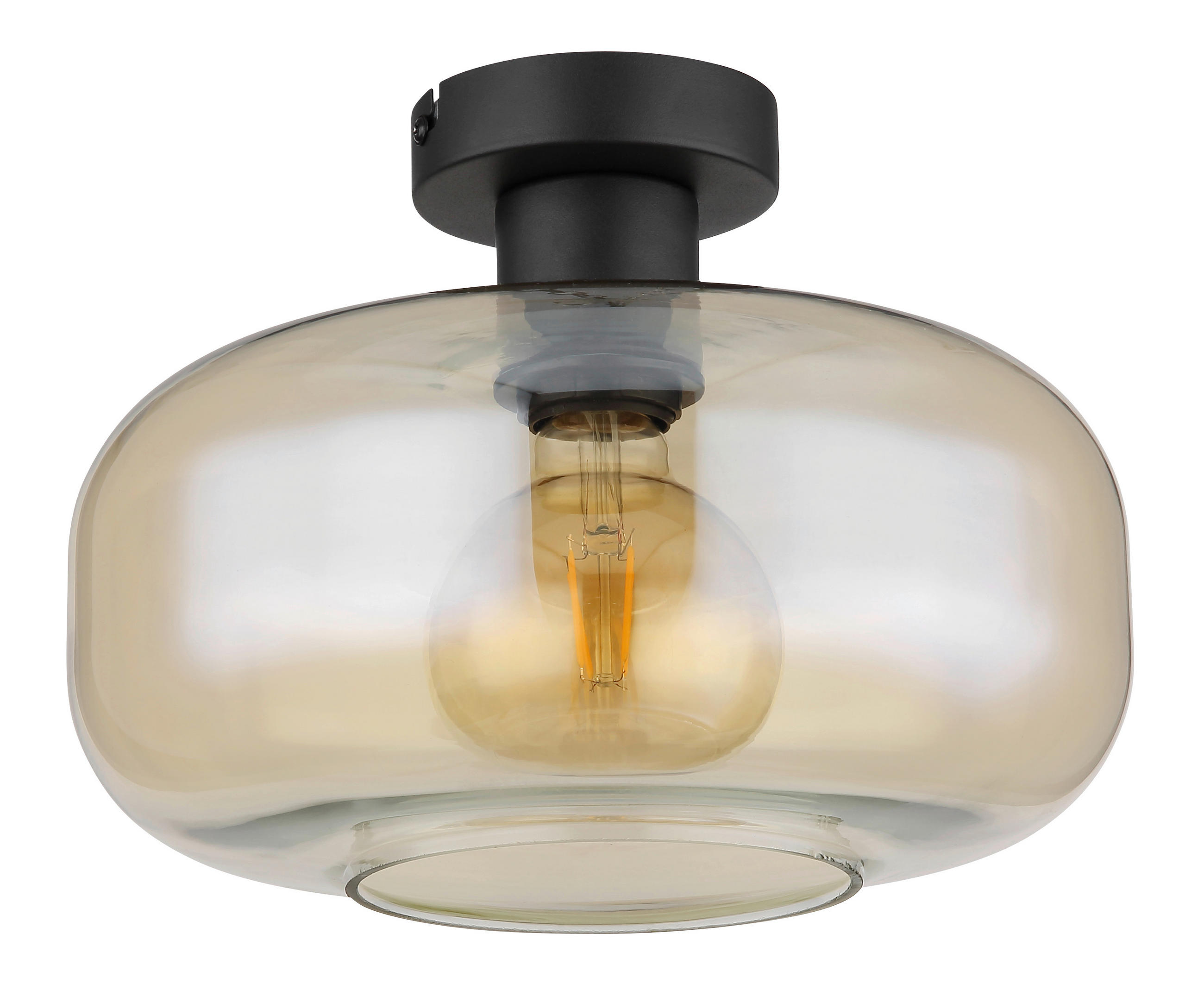 DECKENLEUCHTE 28/20,5 cm   - Schwarz, Design, Glas/Metall (28/20,5cm) - Globo