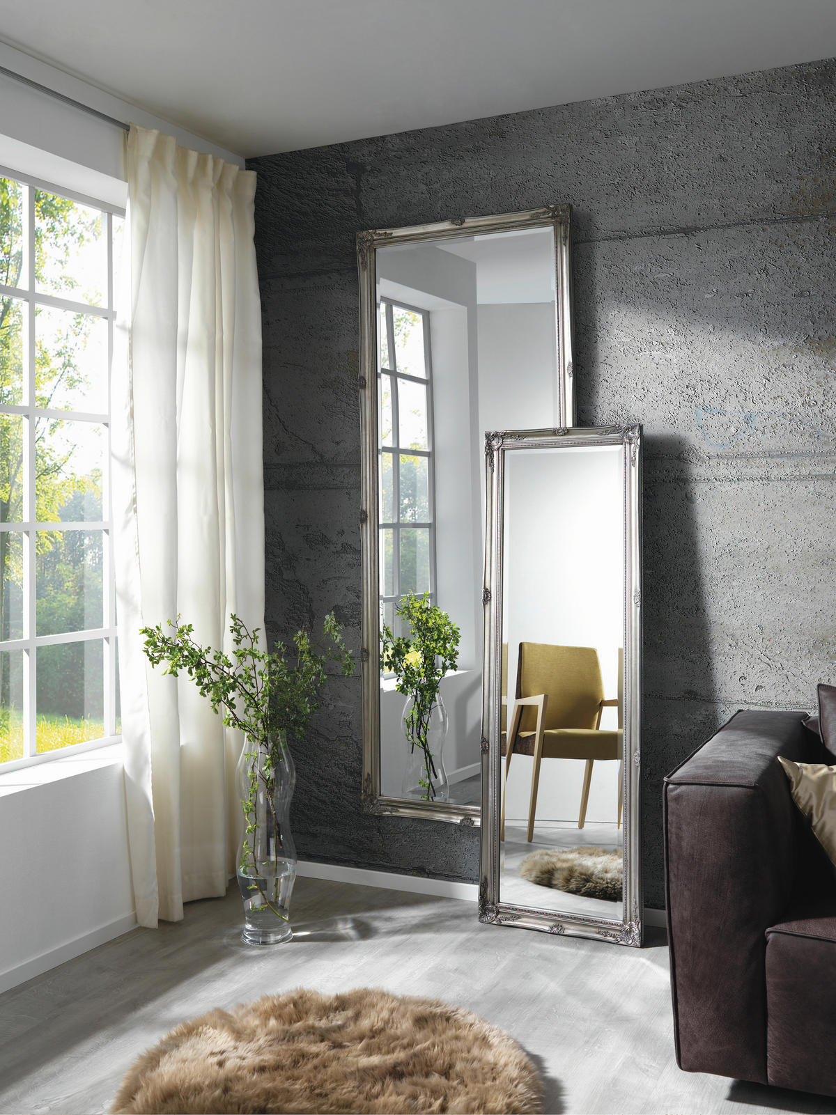 OGLEDALO ZIDNO  75/195/3,3 cm     - srebrne boje, Lifestyle, staklo/drvo (75/195/3,3cm) - Landscape