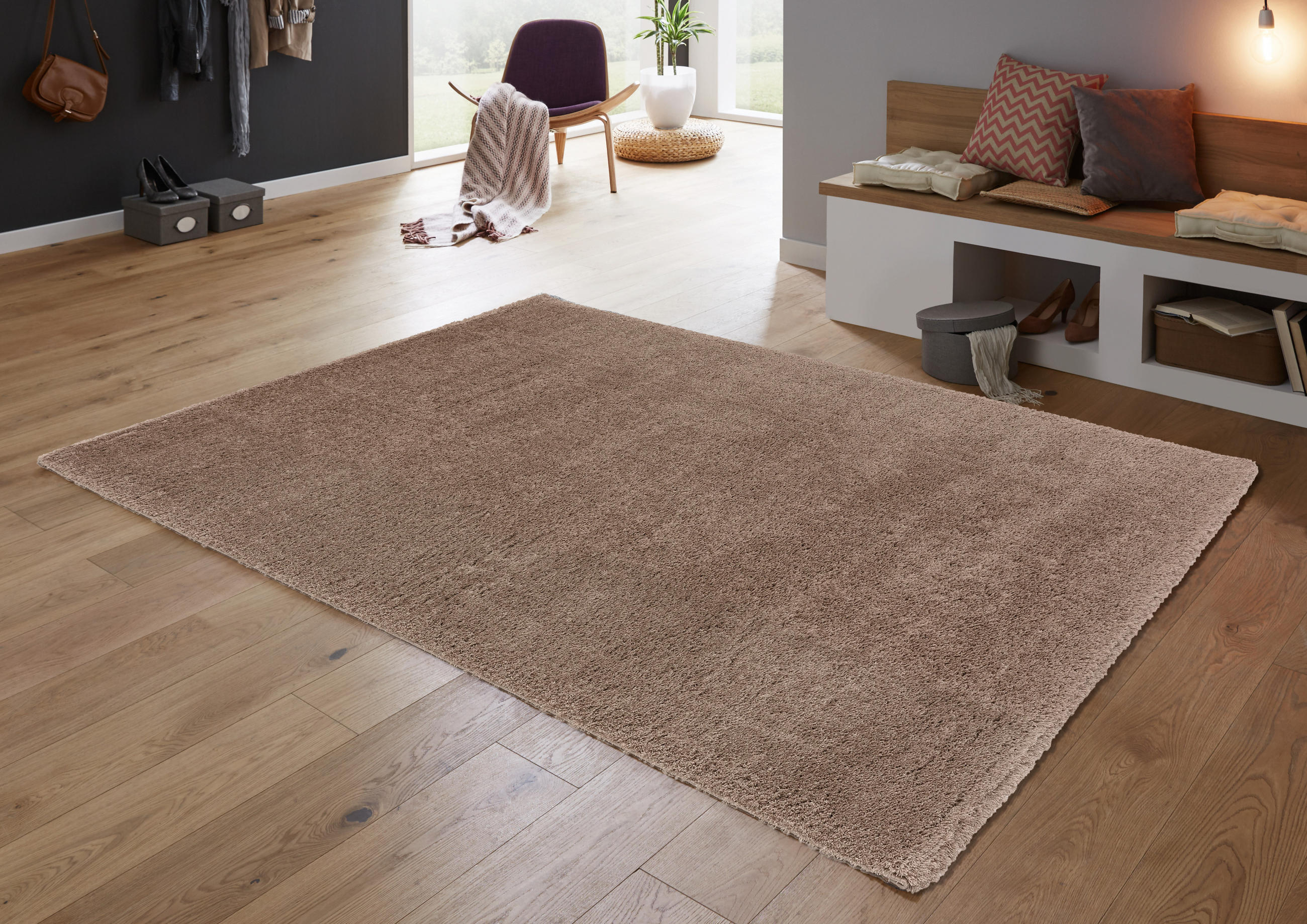 HOCHFLORTEPPICH 133/190 cm Salerno Braun, Hellbraun  - Hellbraun/Braun, Design, Textil (133/190cm) - Novel