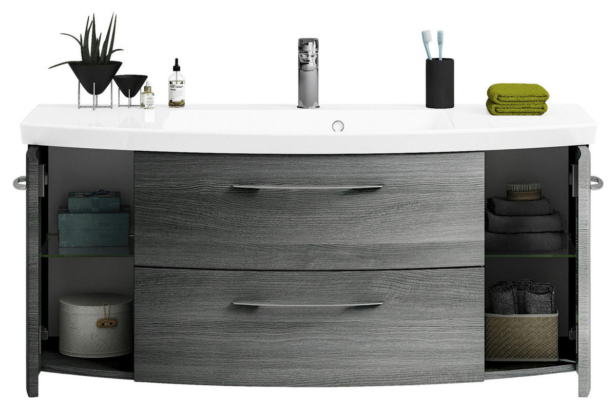 WASCHTISCHKOMBI 121 cm  - Chromfarben/Graphitfarben, KONVENTIONELL, Glas/Holzwerkstoff (121cm) - Pelipal