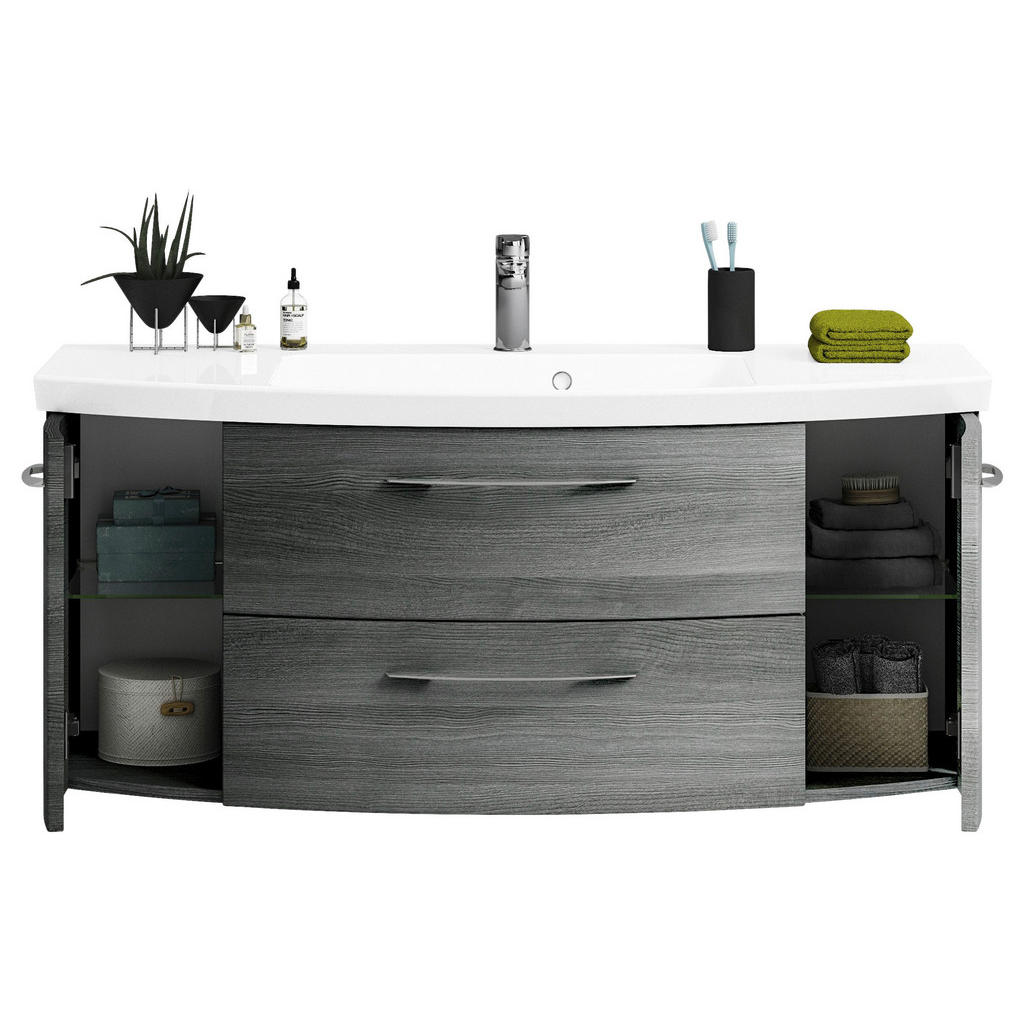 Thumbnail - Pelipal Waschtischkombi Cassca, Graphit, Metall, 2 Fächer, 2 Schublade(n) Schubladen, 121 cm, Made in Germany, hängend, ...