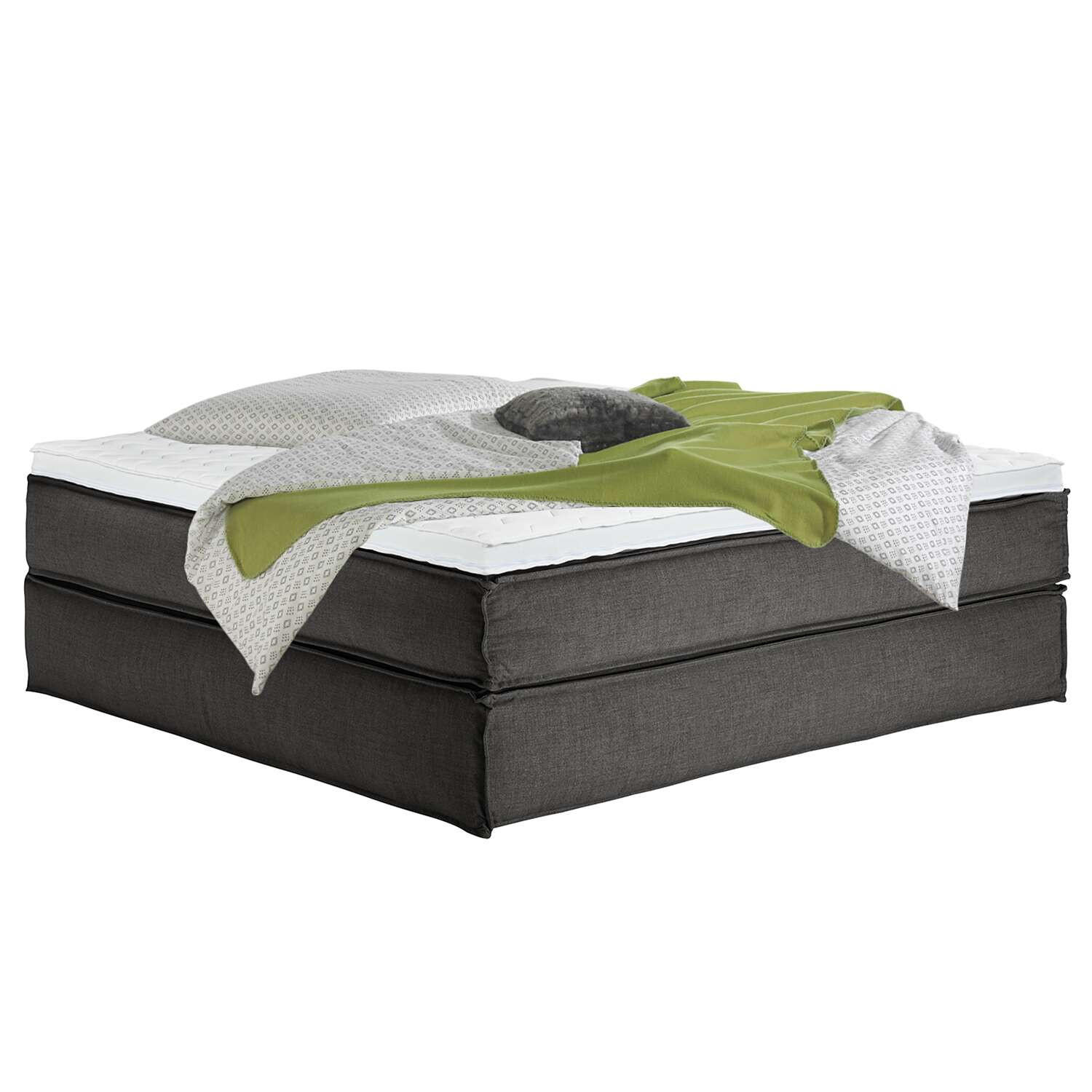 BOXSPRINGBETT 200/200 cm  in Anthrazit  - Anthrazit/Schwarz, Design, Textil (200/200cm) - home24