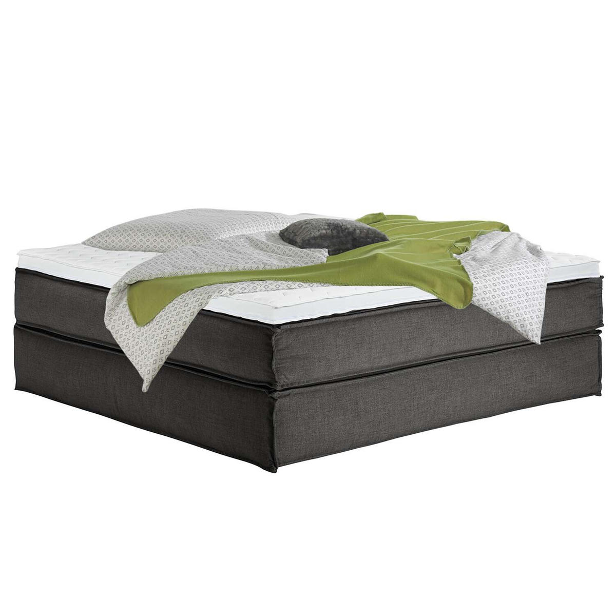BOXSPRINGBETT 200/200 cm  in Anthrazit  - Anthrazit/Schwarz, Design, Textil (200/200cm) - home24