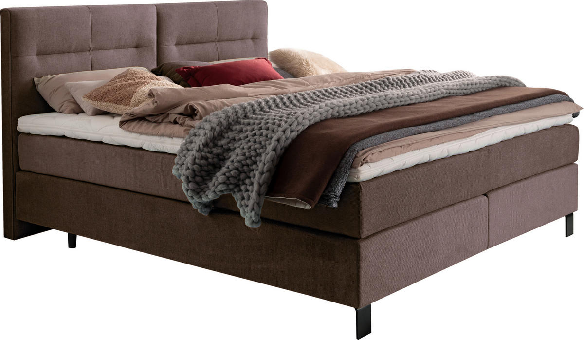 BOXSPRINGBETT 240/220 cm  in Braun  - Schwarz/Braun, KONVENTIONELL, Textil/Metall (240/220cm) - Esposa