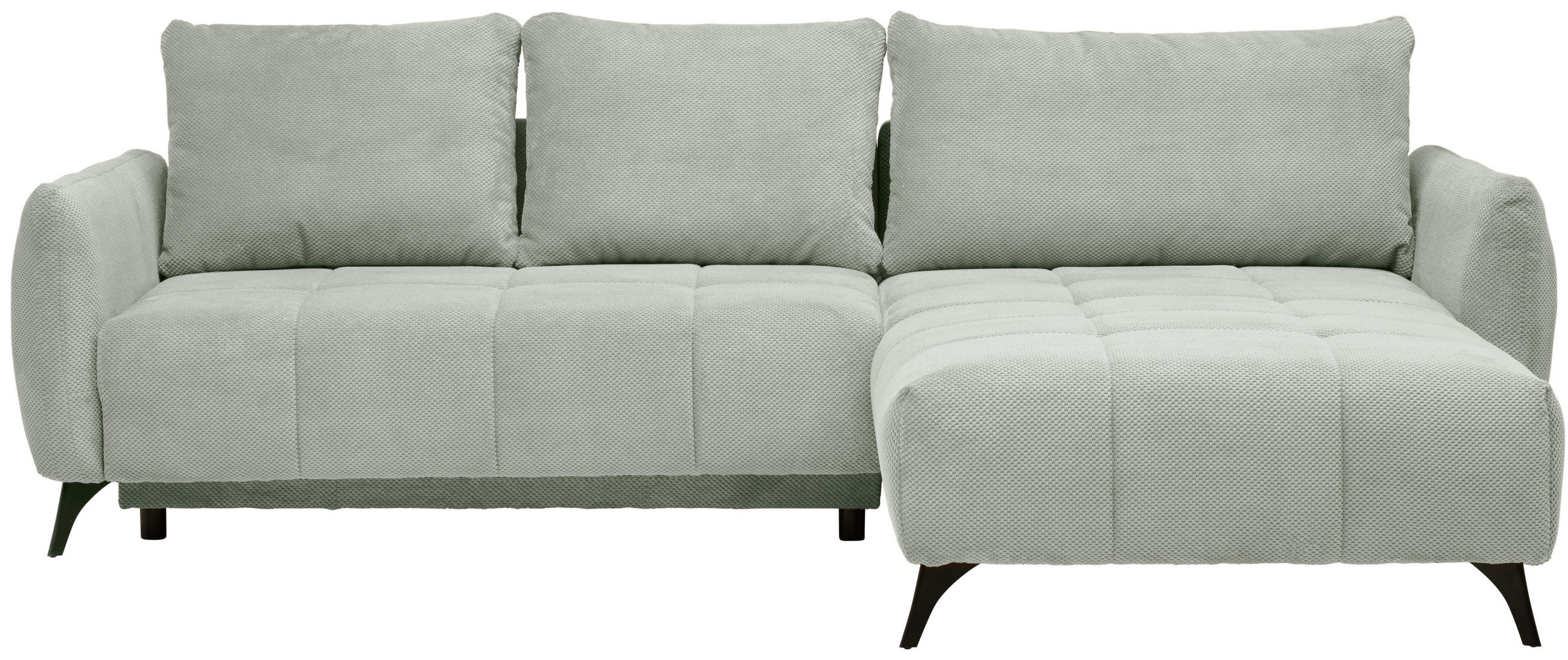 HÖRNSOFFA i struktur, plysch ljusgrå  - ljusgrå/svart, Design, metall/textil (287/197cm) - Livetastic