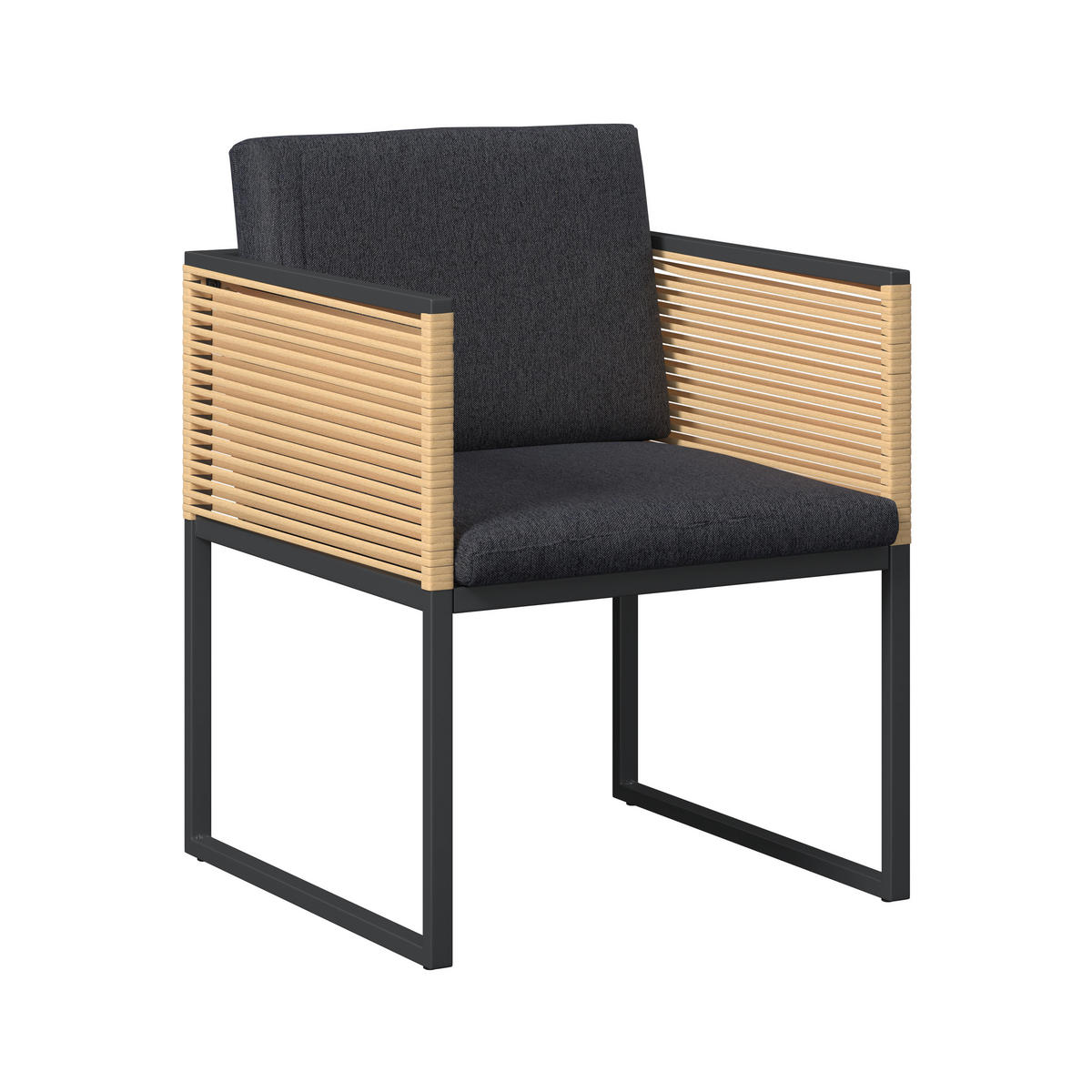 BALKONSET  3-teilig  - Dunkelgrau/Anthrazit, MODERN, Kunststoff/Textil (69,5/74/70cm) - Ambia Garden