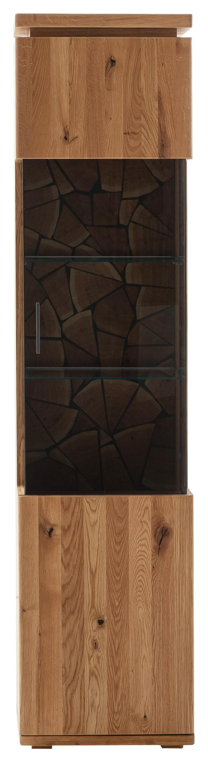 VITRÍNA, dub, barvy dubu, 50/204/37 cm - barvy dubu/černá, Natur, kov/dřevo (50/204/37cm) - Linea Natura