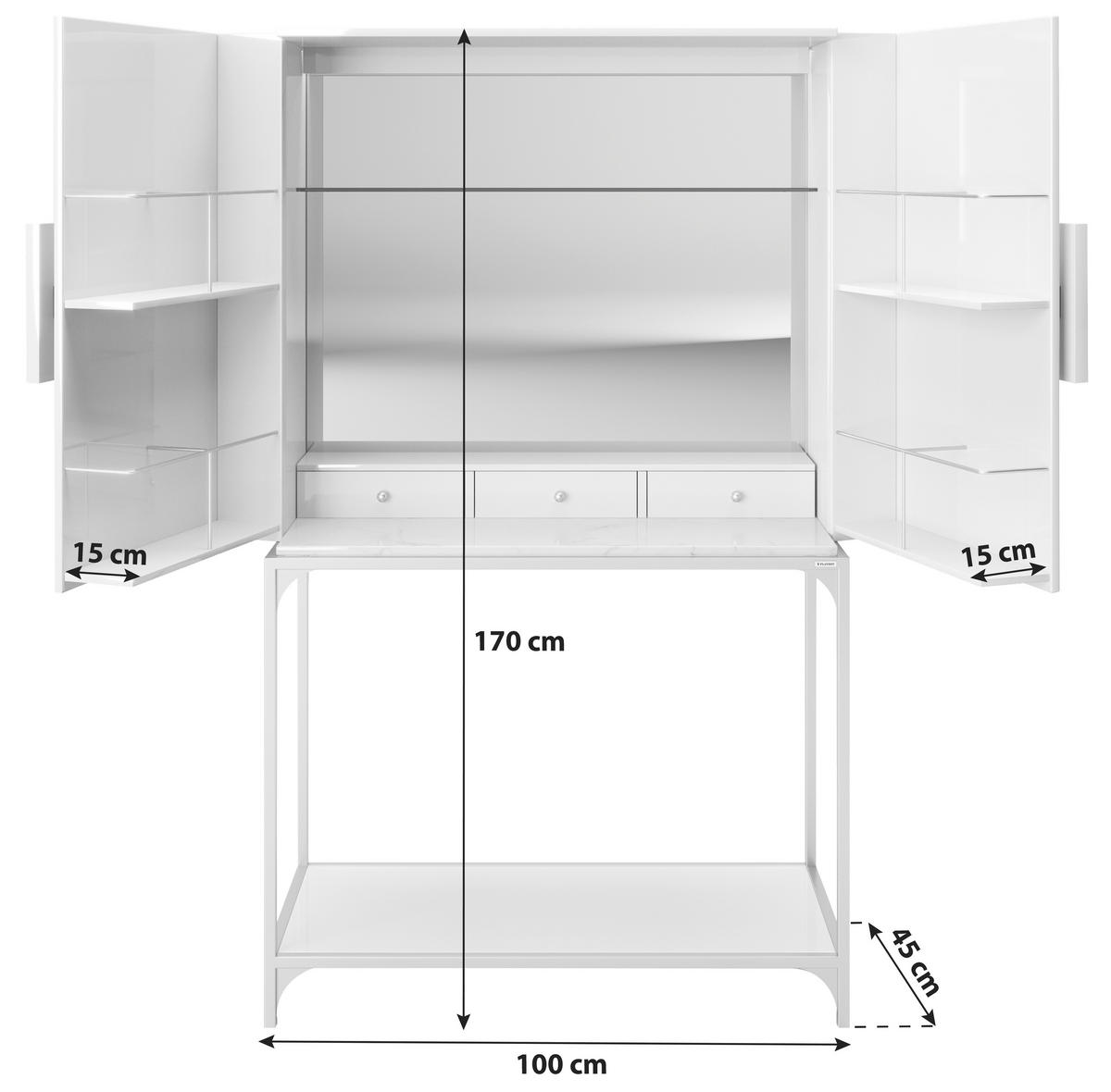 BARSCHRANK in Weiß  - Goldfarben/Weiß, LIFESTYLE, Glas/Holzwerkstoff (100/170/45cm) - Playboy