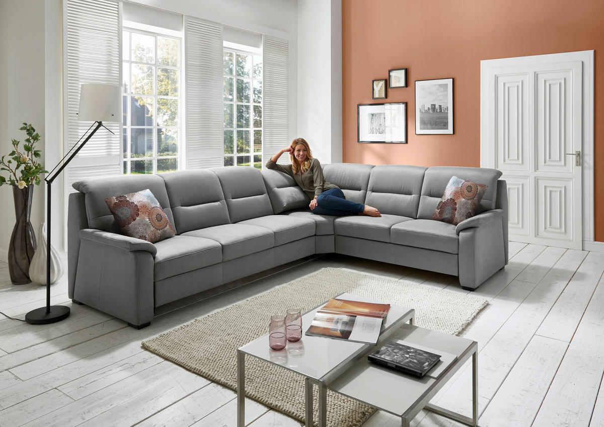 ROHOVÁ SEDACIA SÚPRAVA, textil, sivá - čierna/sivá, Konventionell, drevo/textil (245/303cm) - Beldomo Comfort