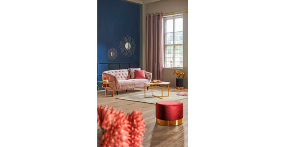 CHESTERFIELD-SOFA  in Samt Rosa  - Schwarz/Rosa, Trend, Holz/Textil (191/78/84cm) - Ambia Home