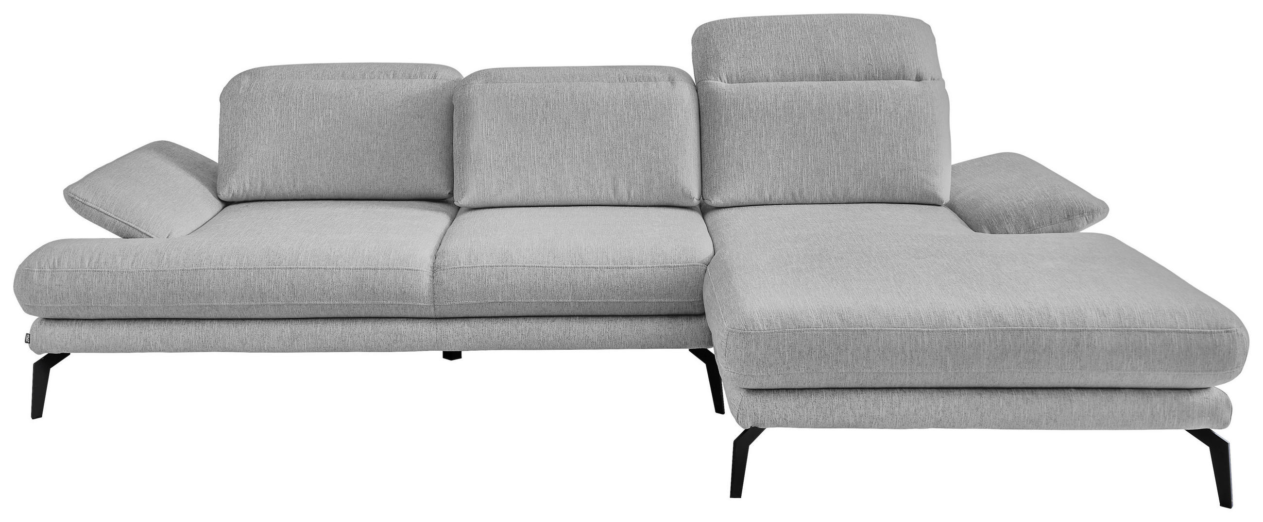 ECKSOFA inkl. Funktionen Grau Webstoff  - Schwarz/Grau, Design, Textil/Metall (289/180cm) - Stylife