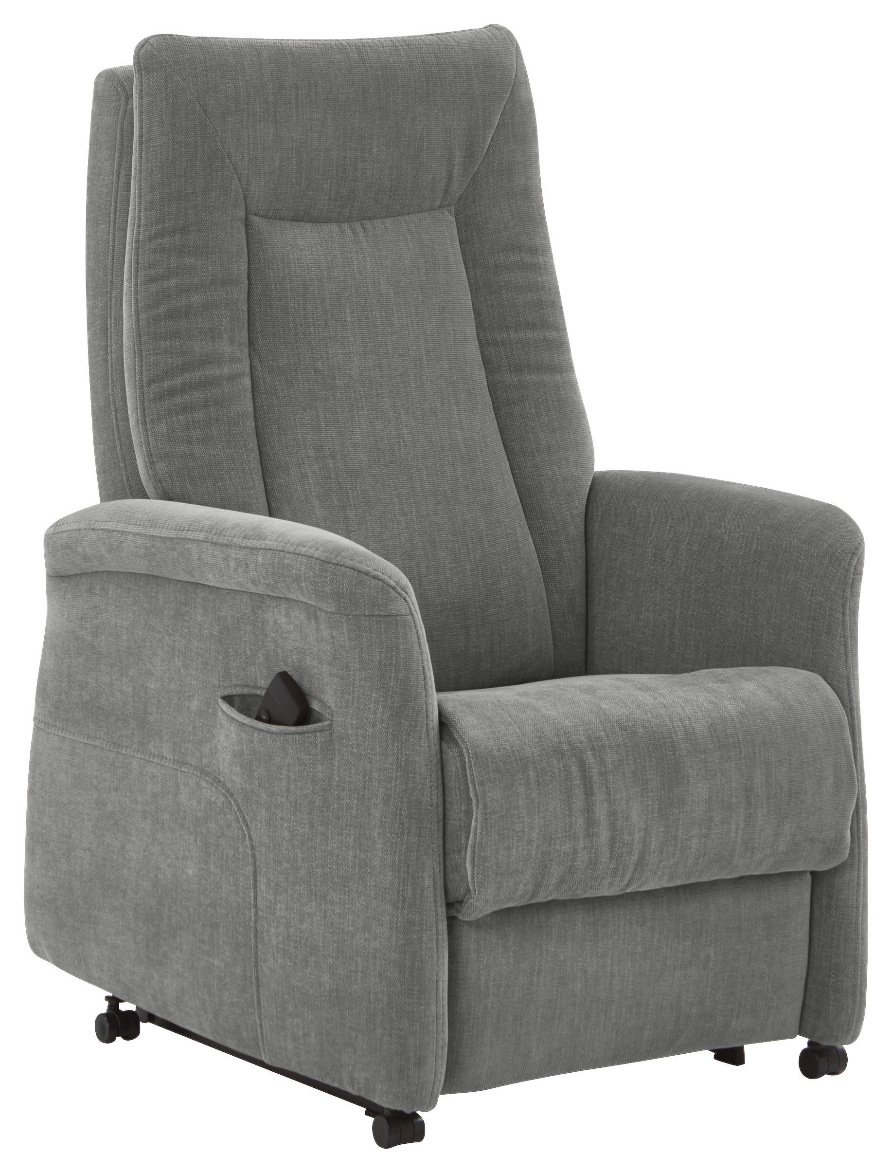 FERNSEHSESSEL  mit Relaxfunktion, Aufstehhilfe, Rücken echt Chenille Grau  - Grau, KONVENTIONELL, Kunststoff/Textil (78/115/90cm) - Hukla