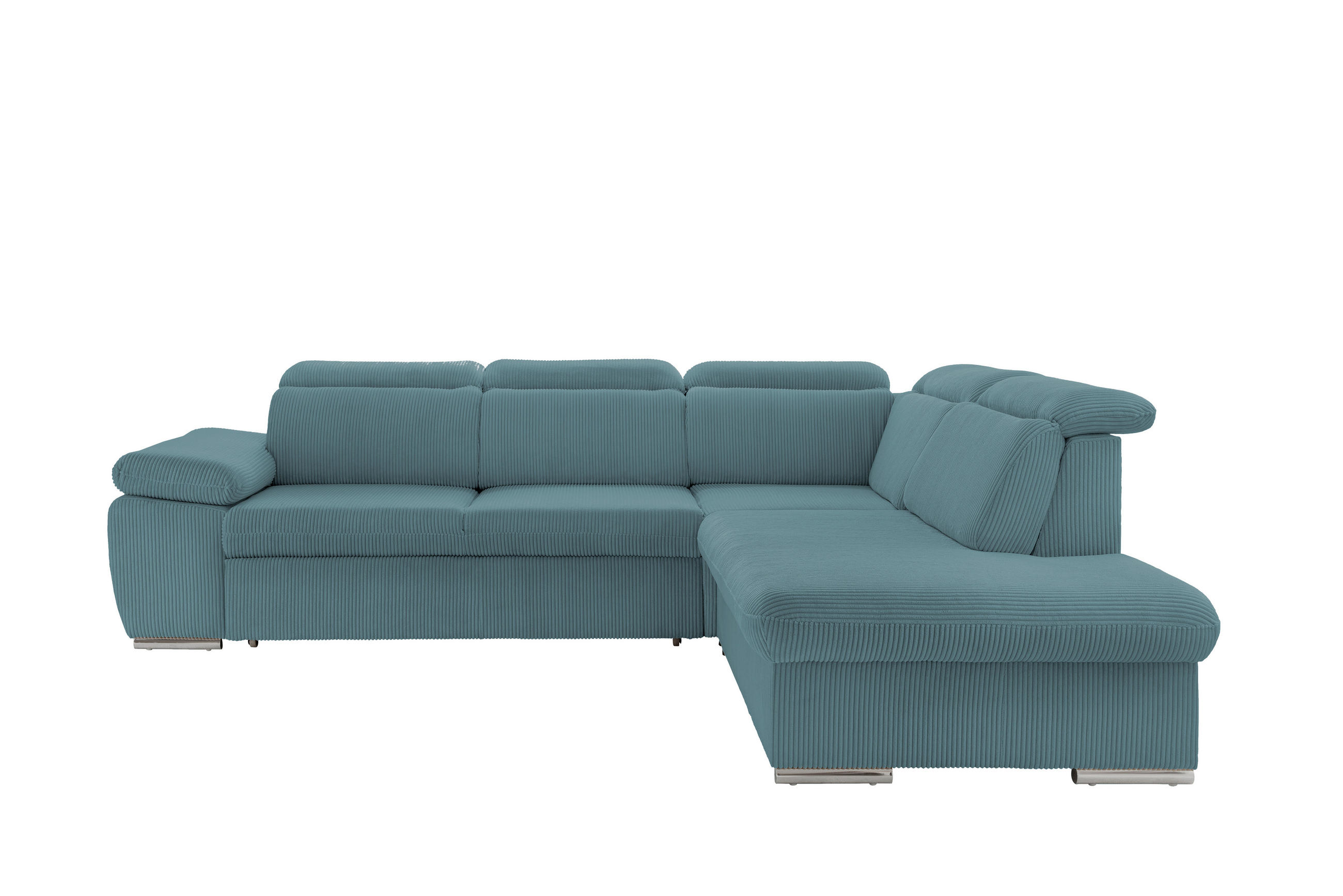 ECKSOFA in Cord Petrol  - Chromfarben/Petrol, Design, Textil/Metall (283/228cm) - Livetastic