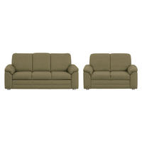SITZGARNITUR Chenille Schilfgrün  - Schilfgrün/Alufarben, Konventionell, Textil/Metall (208/156/96/89cm) - Beldomo Comfort