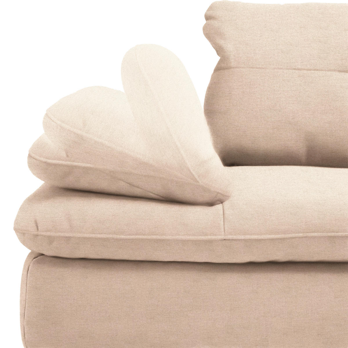 ECKSOFA in Flachgewebe Hellbraun  - Hellbraun/Schwarz, Design, Textil/Metall (344/271cm) - Chilliano