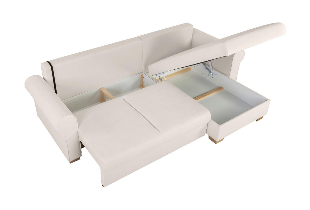 ECKSOFA Arles Creme  - Buchefarben/Creme, Design, Holz/Textil (266/161cm) - MID.YOU