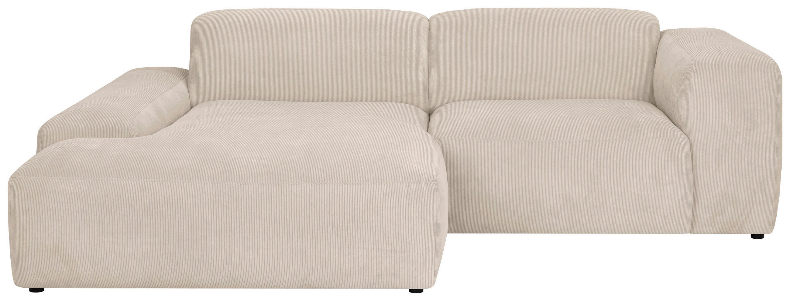 ECKSOFA Cord Beige  - Beige/Schwarz, Design, Kunststoff/Textil (170/252cm) - MID.YOU