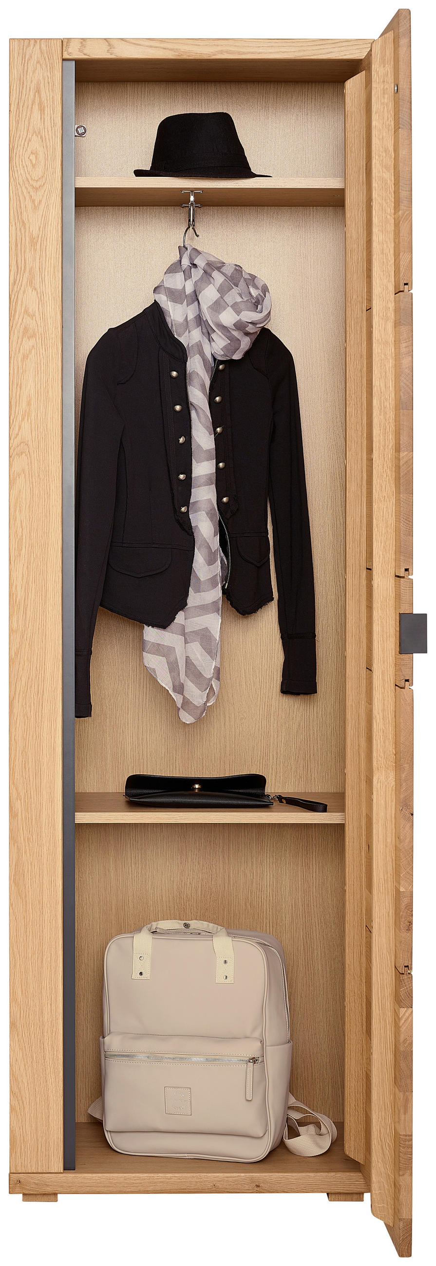 GARDEROBENSCHRANK  in 62/196/38 cm  - Wildeiche/Anthrazit, Natur, Holz/Holzwerkstoff (62/196/38cm) - Linea Natura