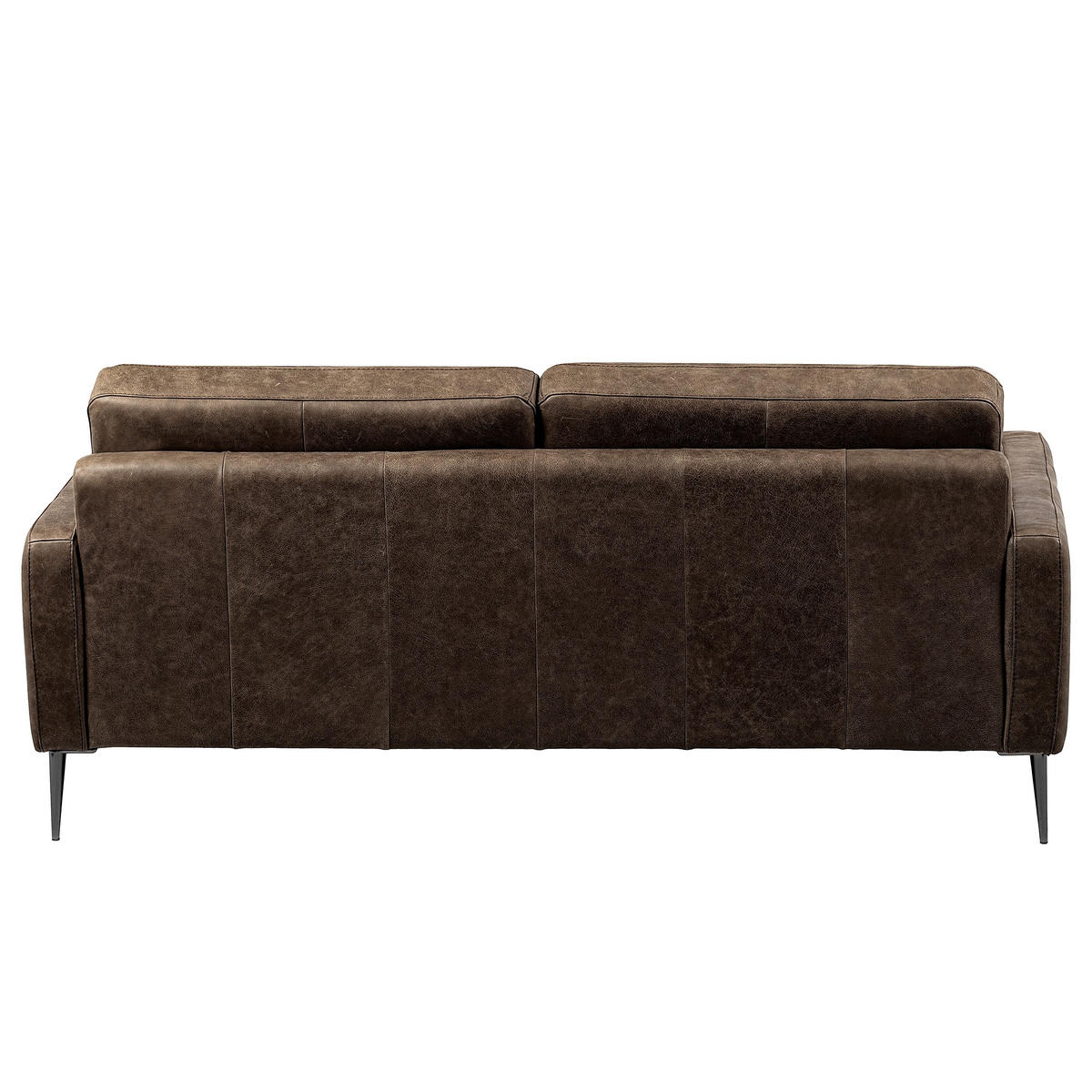 2-SITZER-SOFA SPRING in Lederlook Echtleder Dunkelbraun  - Dunkelbraun/Schwarzchrom, Design, Leder/Textil (157/85/92cm) - Livetastic