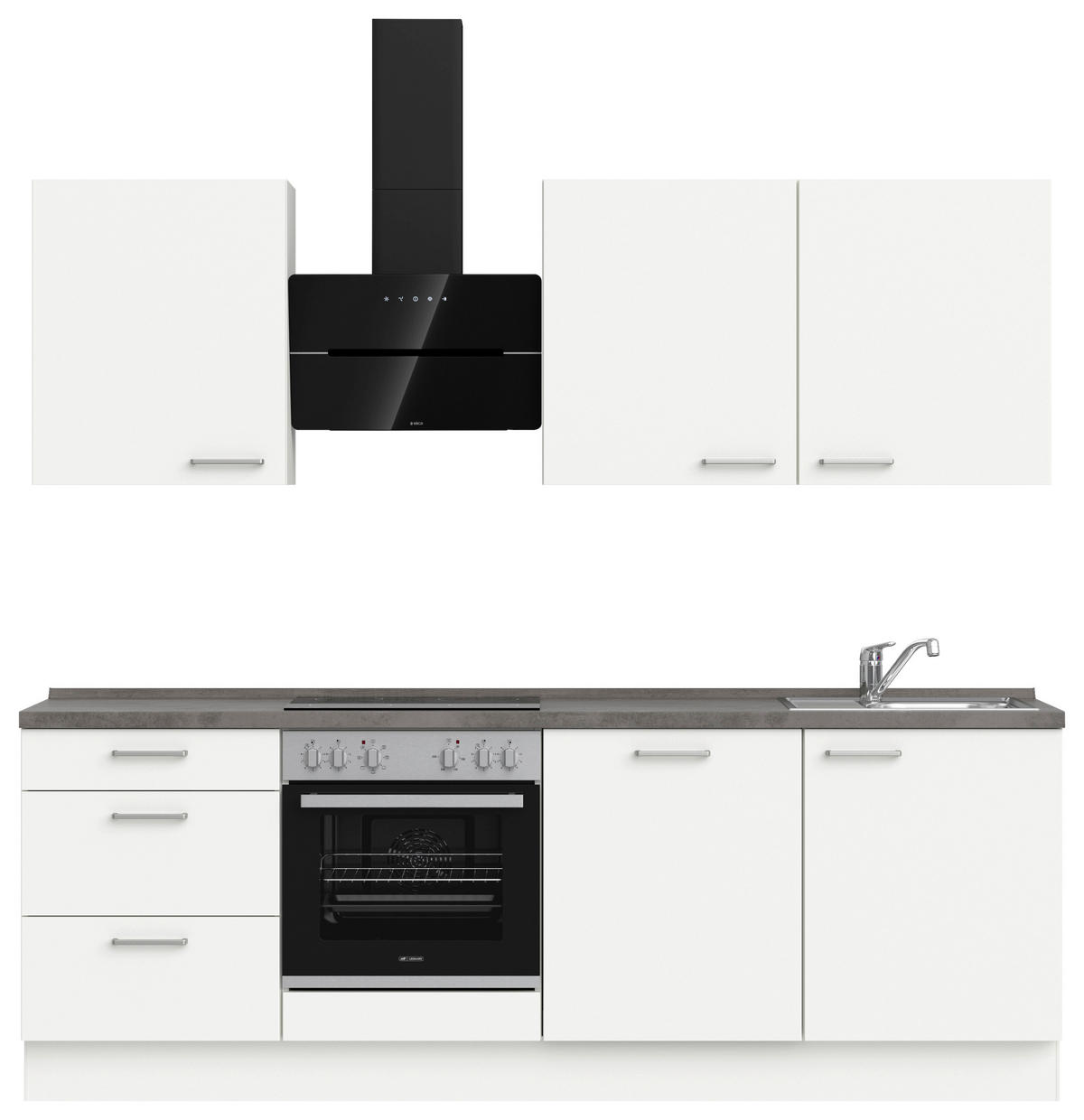 KÜCHENLEERBLOCK 240 cm   in Grau, Weiß  - Edelstahlfarben/Weiß, MODERN, Holzwerkstoff/Metall (240cm) - Nobilia