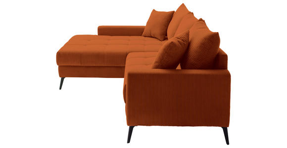 ECKSOFA  in Cord Dunkelorange  173/280 cm  - Dunkelorange/Schwarz, KONVENTIONELL, Textil/Metall (173/280cm) - Hom`in