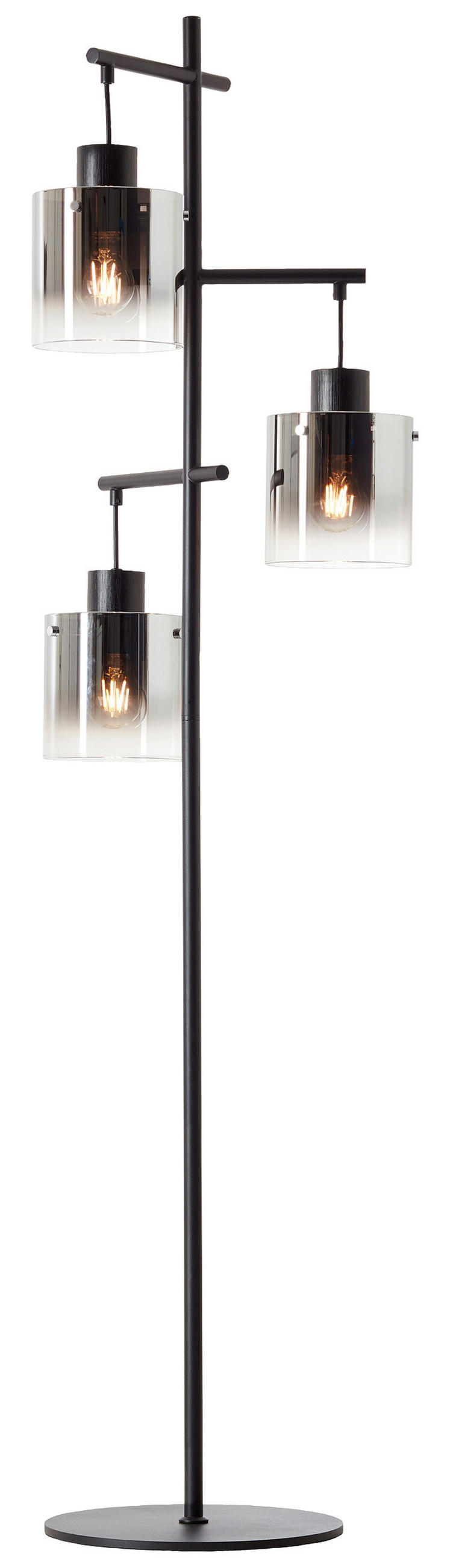 STOJACIA LAMPA, 46/152 cm  - čierna/sivá, Design, kov/sklo (46/152cm) - Dieter Knoll