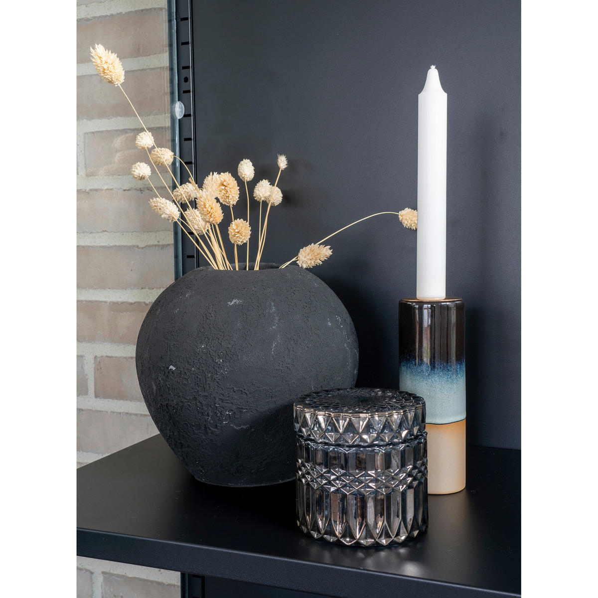 DEKORLÅDA i grå 9/8,5/9 cm   - grå, Basics, glas (9/8,5/9cm)