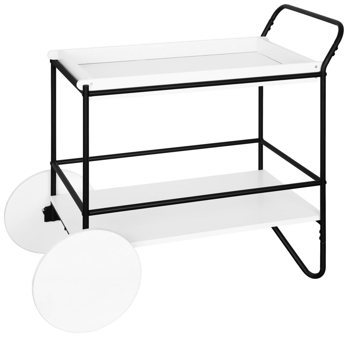 SERVIERWAGEN in Schwarz, Weiß  - Schwarz/Weiß, Basics, Holzwerkstoff/Metall (91/80,5/54cm) - MID.YOU