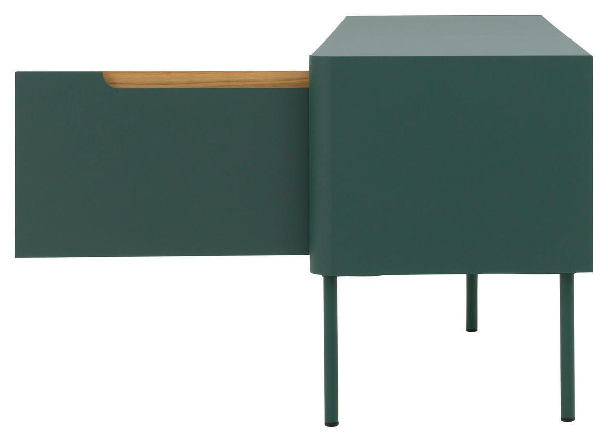 LOWBOARD Eichefarben, Dunkelgrün  - Dunkelgrün/Eichefarben, Design, Holz/Holzwerkstoff (141,5/51/39cm)