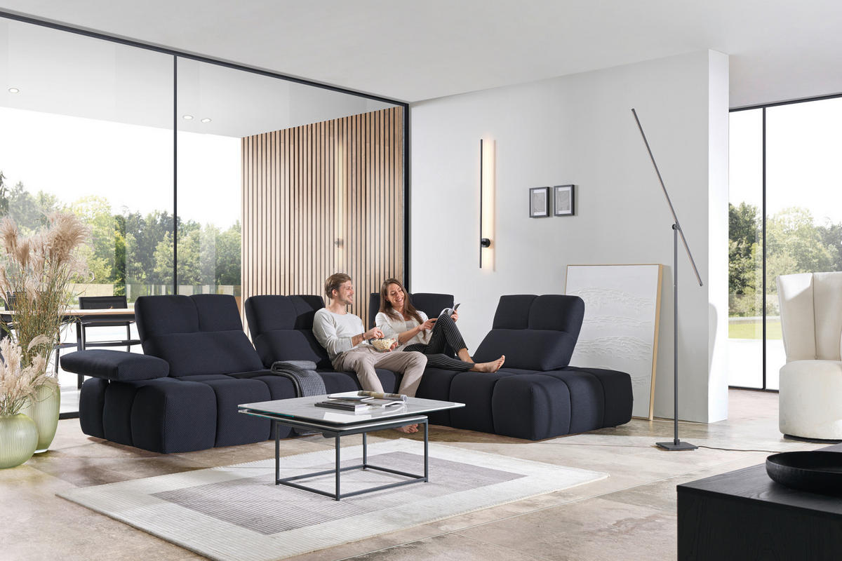 ECKSOFA in Struktur Schwarz  - Schwarz, Design, Kunststoff/Textil (313/233cm) - Emilio Belluti
