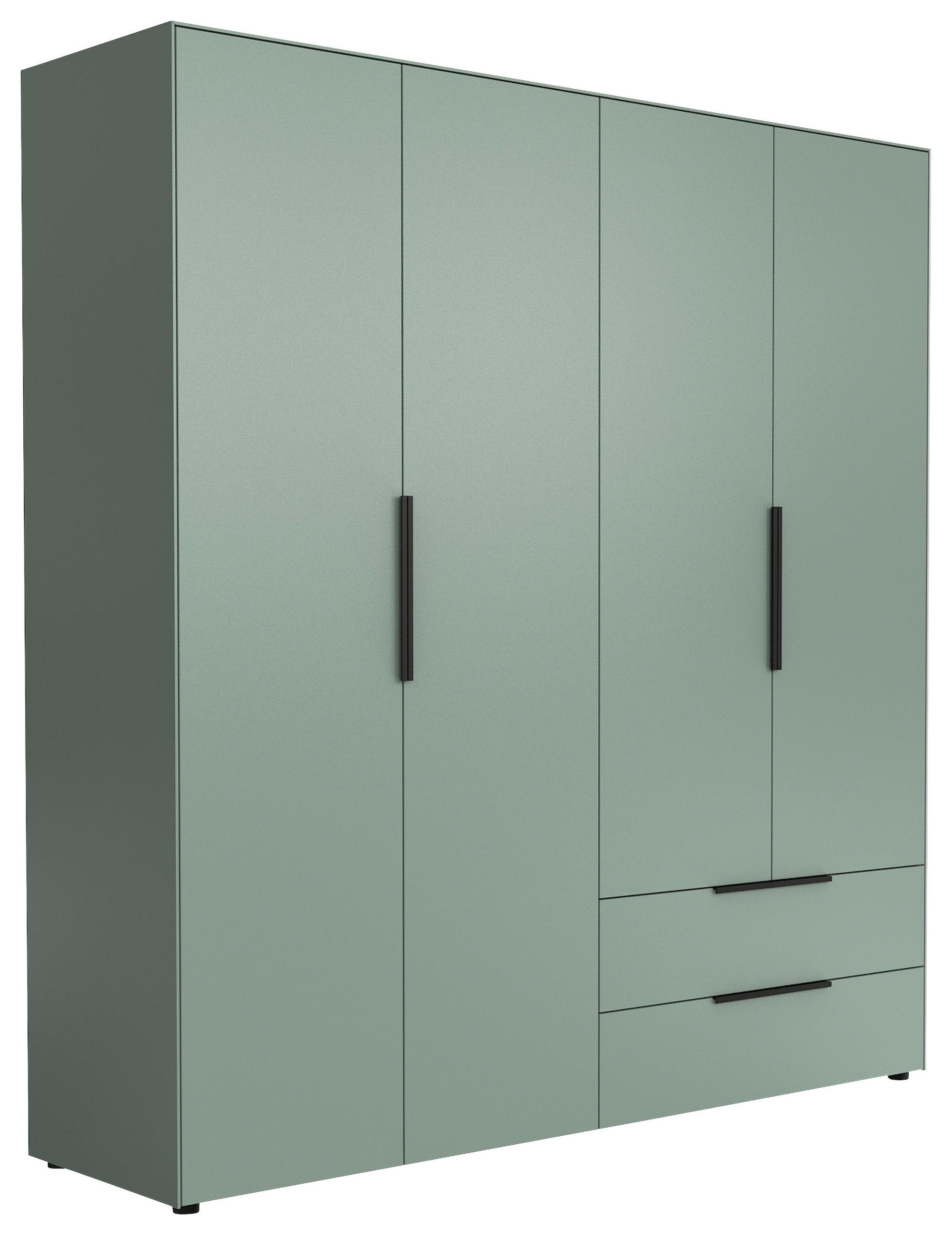 DREHTÜRENSCHRANK  in Salbeigrün  - Salbeigrün/Schwarz, Design, Holzwerkstoff/Metall (200/212/55cm) - Lomoco