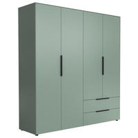 DREHTÜRENSCHRANK  in Salbeigrün  - Salbeigrün/Schwarz, Design, Holzwerkstoff/Metall (200/212/55cm) - Lomoco