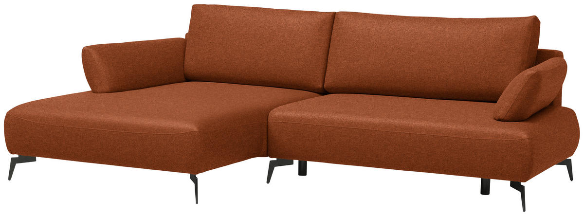 ECKSOFA Struktur Rostfarben  - Rostfarben/Schwarz, Design, Textil/Metall (186/284cm) - Lomoco
