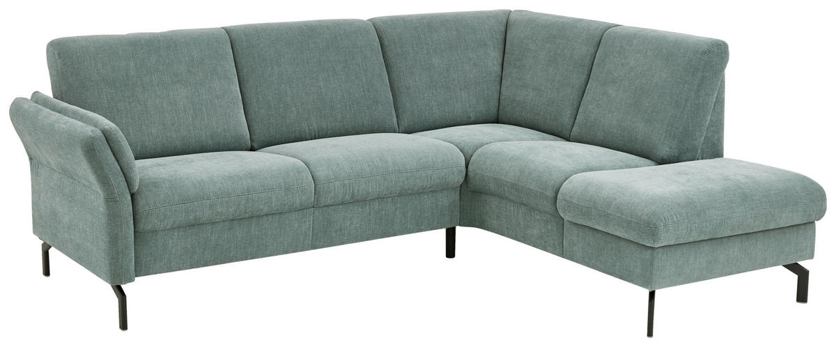 ECKSOFA in Chenille Blau  241/190 cm  - Blau/Schwarz, KONVENTIONELL, Textil/Metall (241/190cm) - Beldomo Comfort