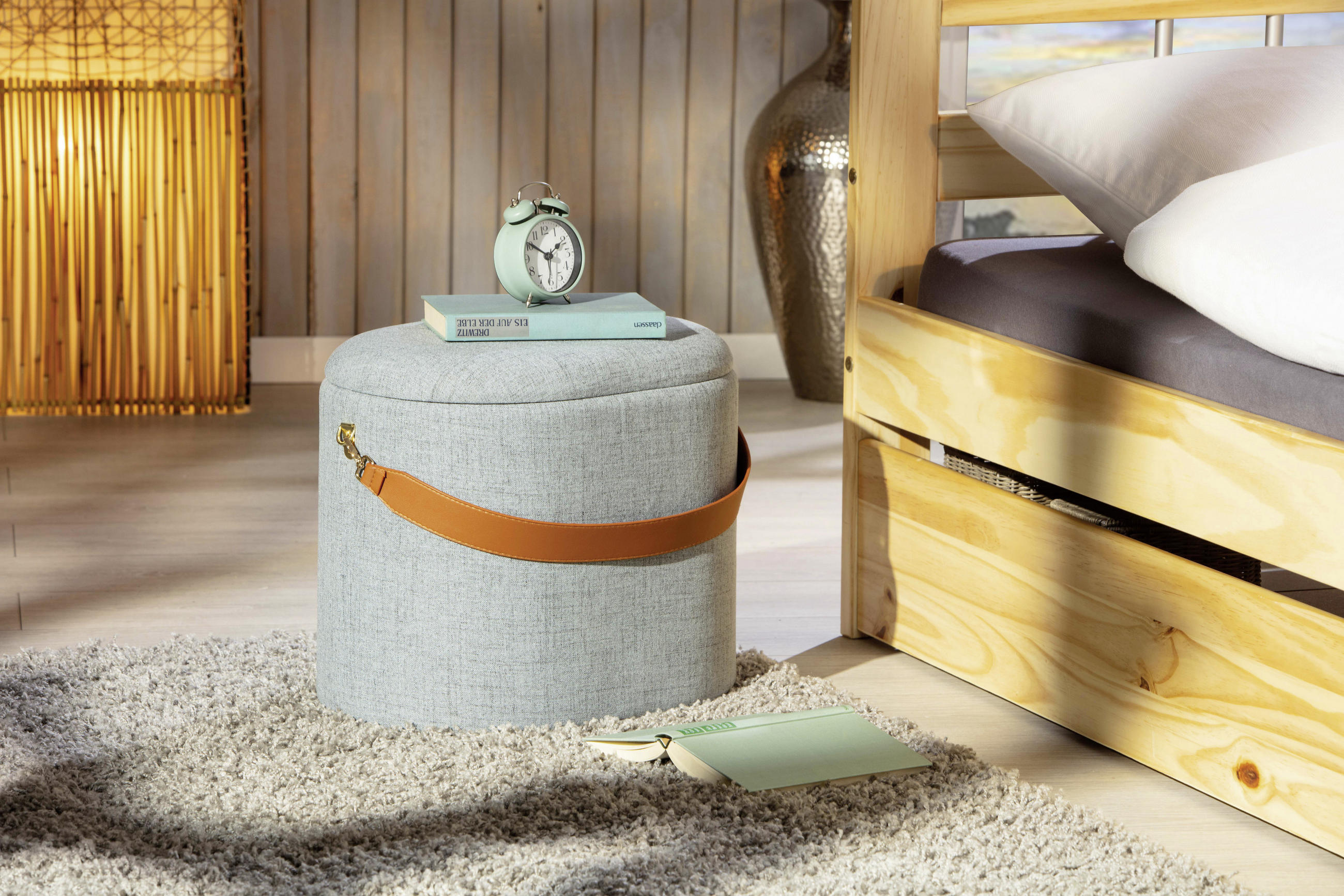 HOCKER in Textil, Holzwerkstoff Grau  - Grau, KONVENTIONELL, Holzwerkstoff/Kunststoff (42/36/30cm) - MID.YOU