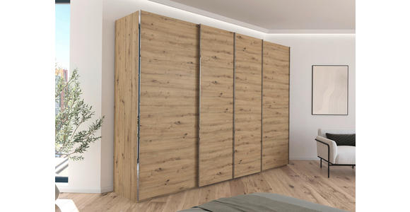 SCHWEBETÜRENSCHRANK 316/223/68 cm 4-türig Eiche Artisan  - Chromfarben/Eiche Artisan, Design, Holzwerkstoff/Metall (316/223/68cm) - Novel