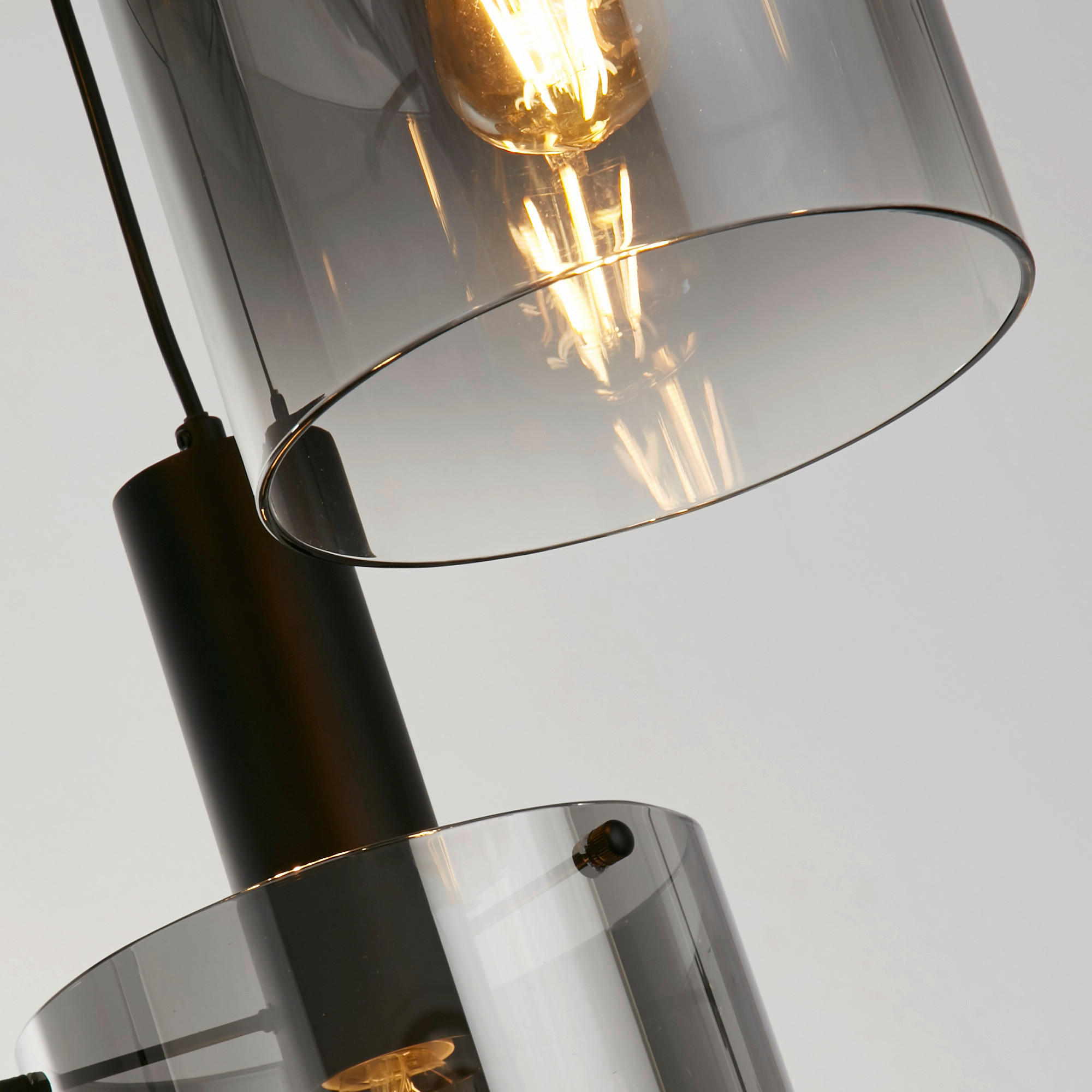 HÄNGELEUCHTE Sweden 42/35-150 cm - Schwarz, MODERN, Glas/Metall (42/35-150cm) - Searchlight